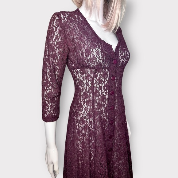 Vintage 1990’s My Michelle Purple Lace Sheer Maxi Dress - Picture 3 of 10